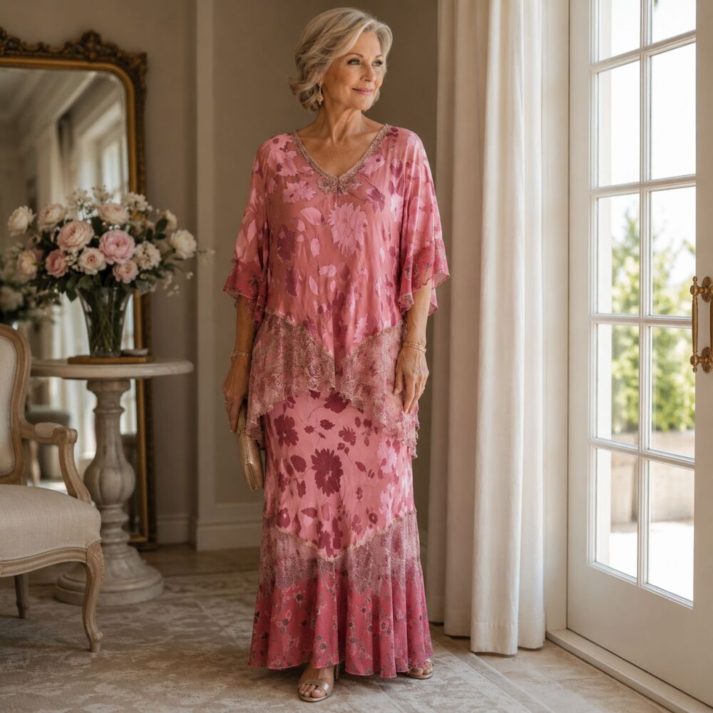 Spencer Alexis 3 Piece Silk Floral Skirt Set Womens 12 Pink Lace Boho Made USA